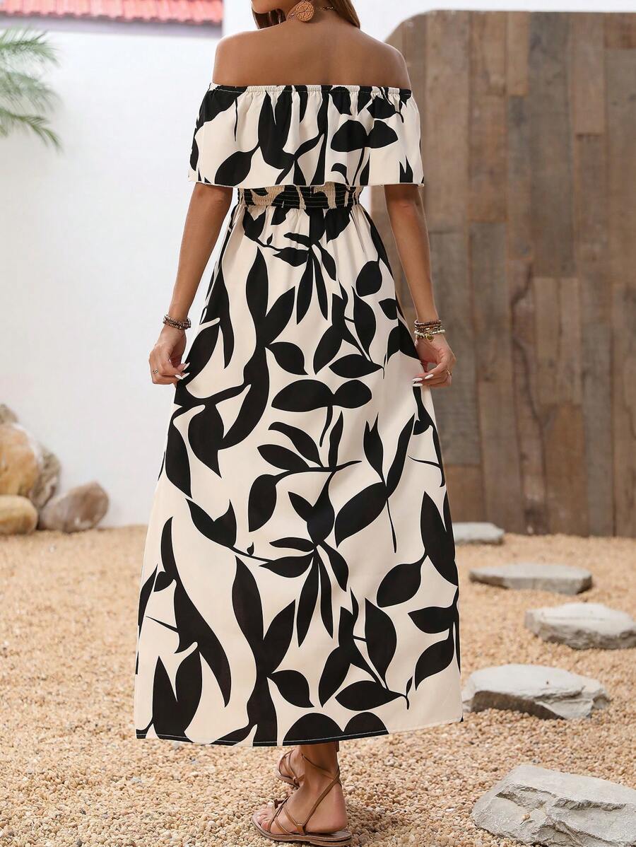 Calypso Off-Shoulder Side-Slit Dress