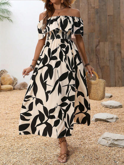 Calypso Off-Shoulder Side-Slit Dress