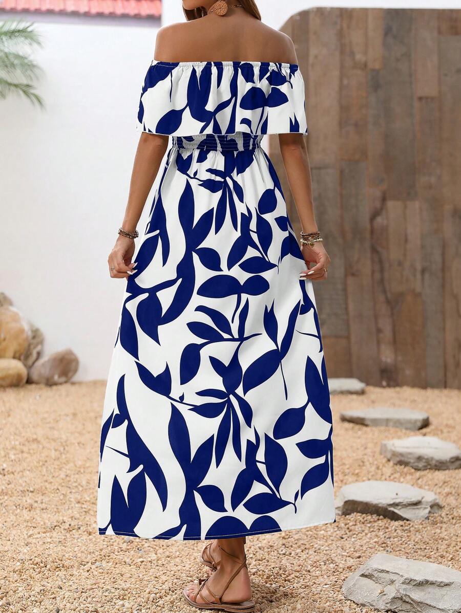 Calypso Off-Shoulder Side-Slit Dress