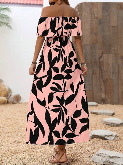 Calypso Off-Shoulder Side-Slit Dress