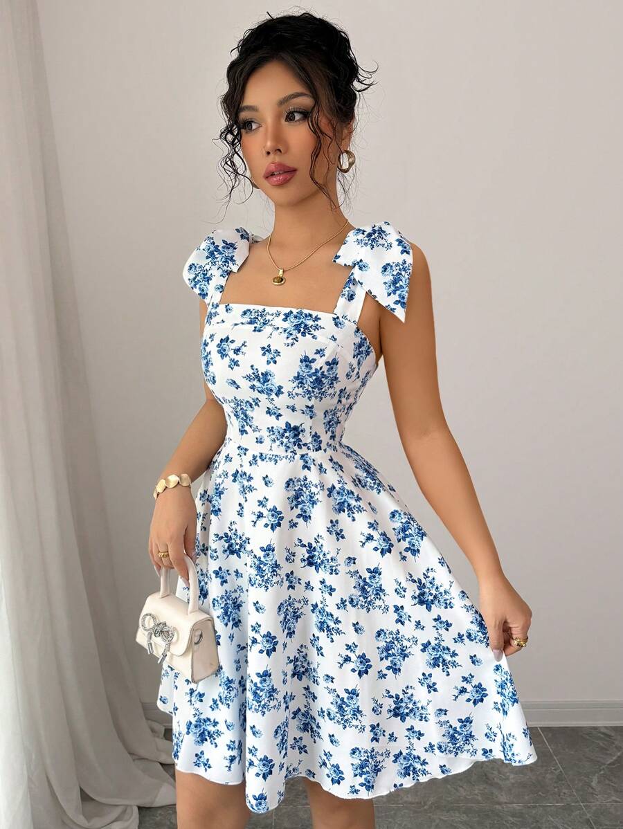 Rosalie Square-Neck Flare Dress