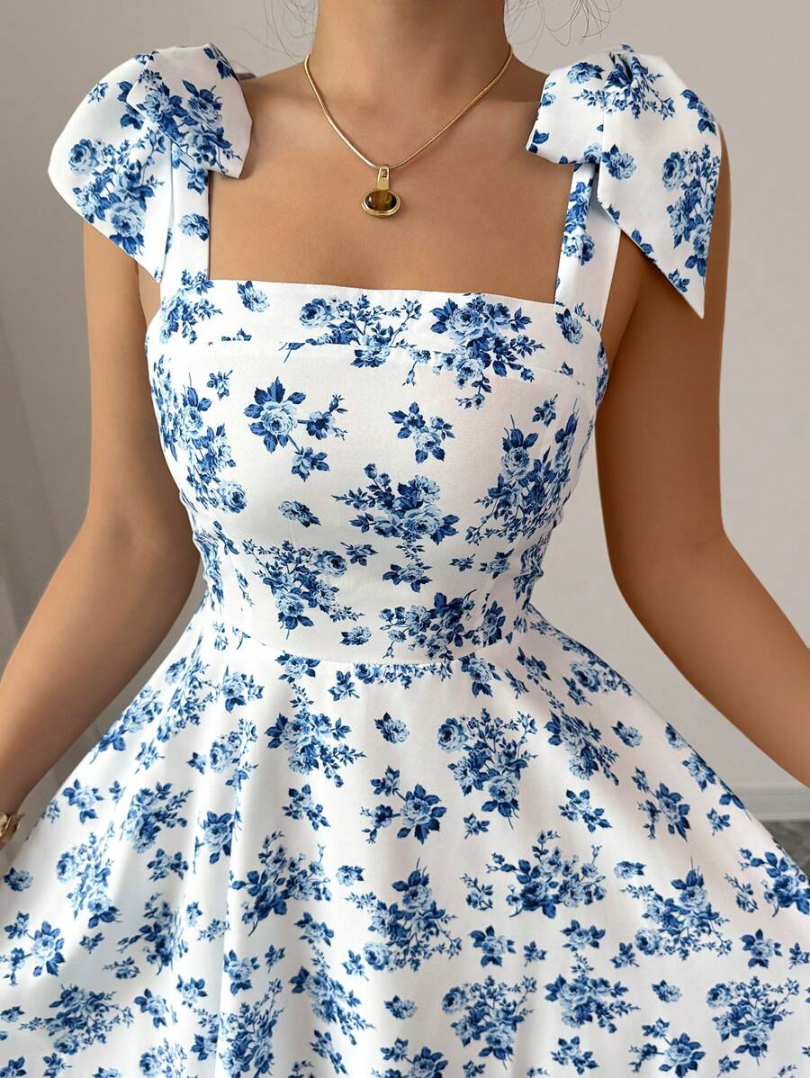 Rosalie Square-Neck Flare Dress
