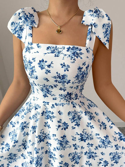 Rosalie Square-Neck Flare Dress