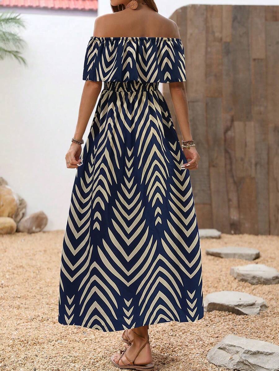 Calypso Off-Shoulder Side-Slit Dress