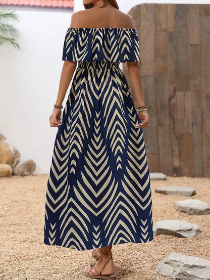 Calypso Off-Shoulder Side-Slit Dress