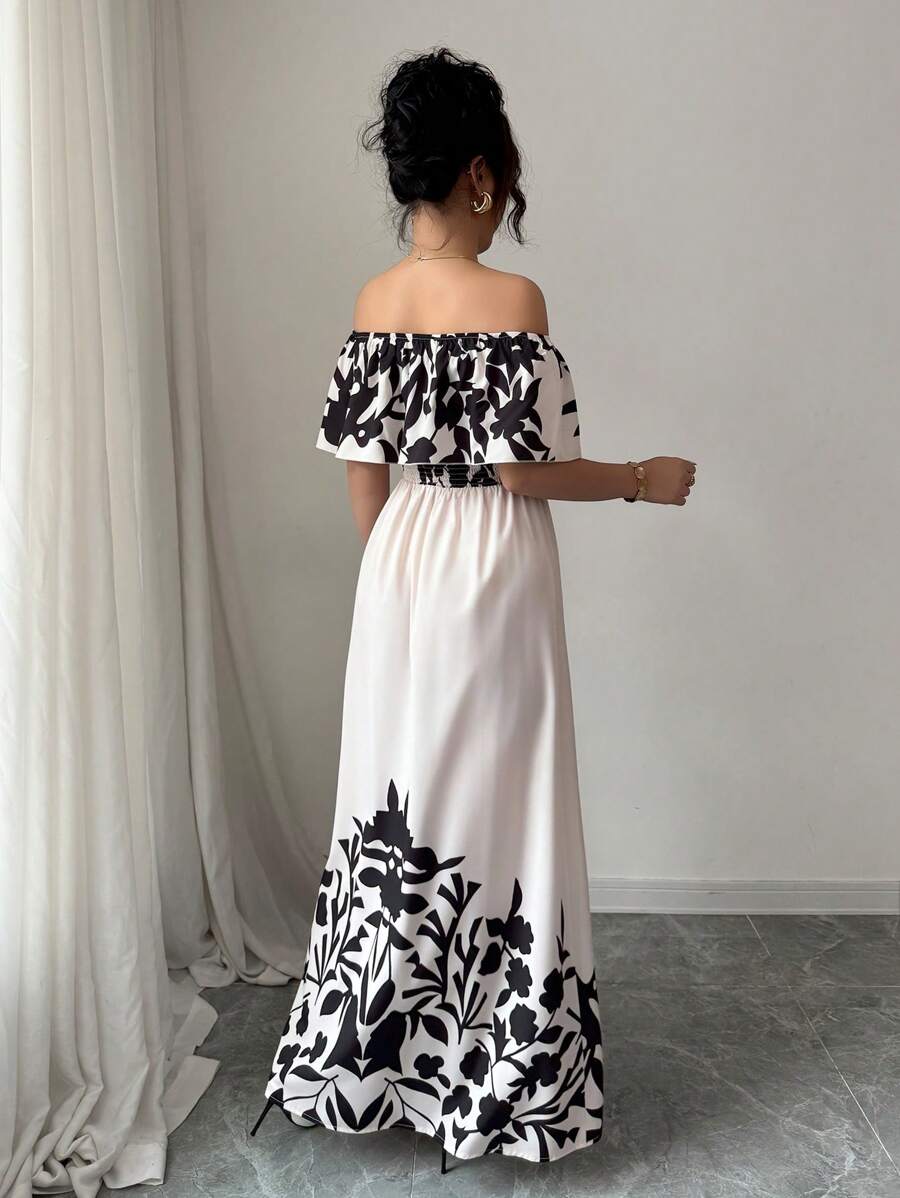 Calypso Off-Shoulder Side-Slit Dress