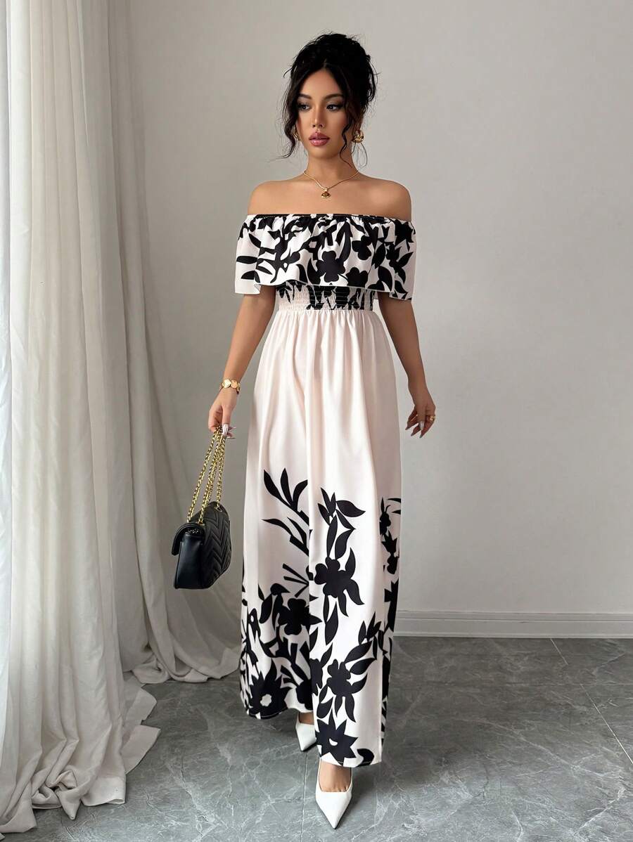 Calypso Off-Shoulder Side-Slit Dress