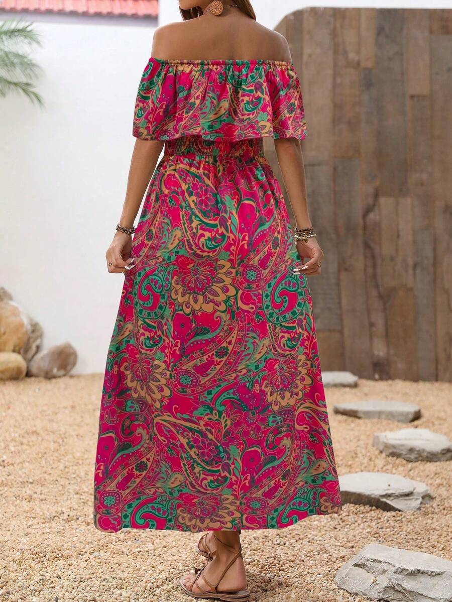 Calypso Off-Shoulder Side-Slit Dress