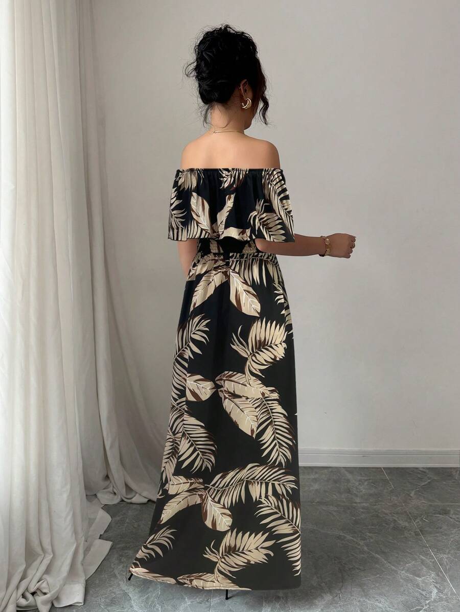 Calypso Off-Shoulder Side-Slit Dress