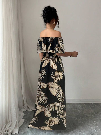 Calypso Off-Shoulder Side-Slit Dress