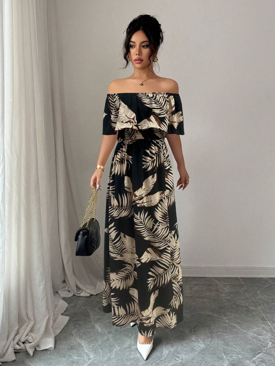 Calypso Off-Shoulder Side-Slit Dress
