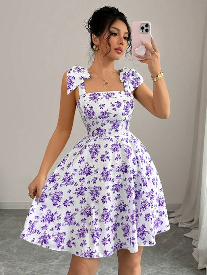 Rosalie Square-Neck Flare Dress