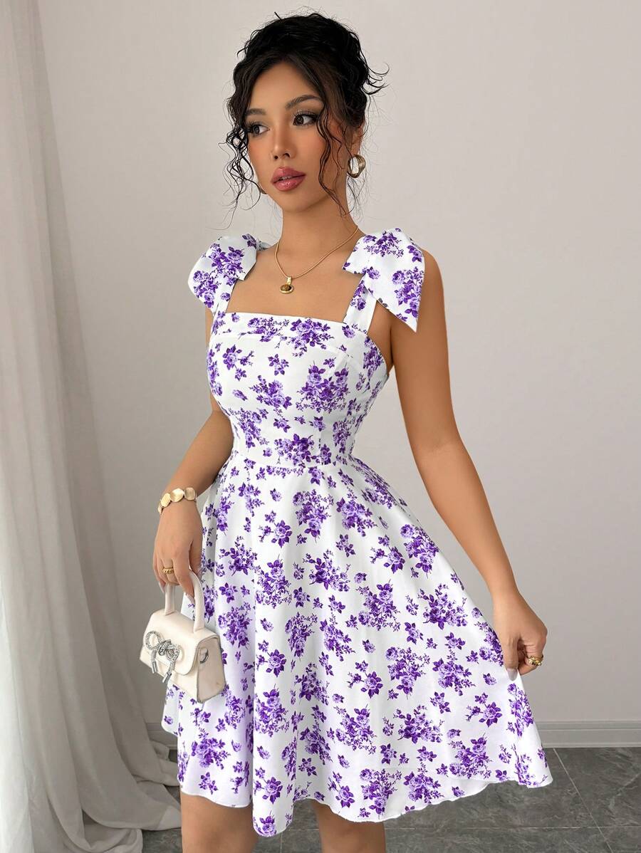 Rosalie Square-Neck Flare Dress