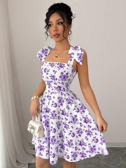Rosalie Square-Neck Flare Dress