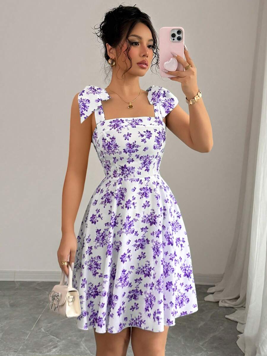 Rosalie Square-Neck Flare Dress