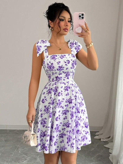 Rosalie Square-Neck Flare Dress