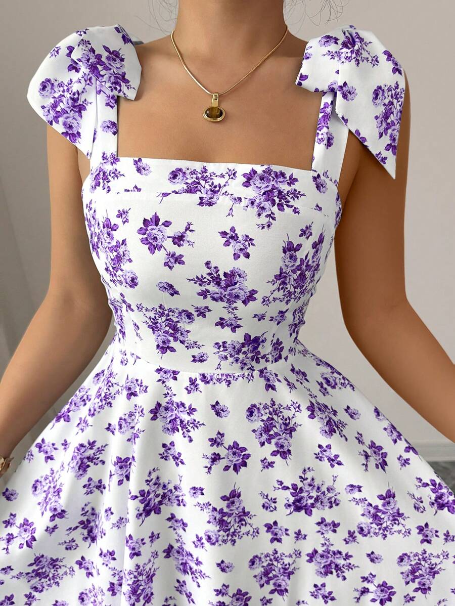 Rosalie Square-Neck Flare Dress
