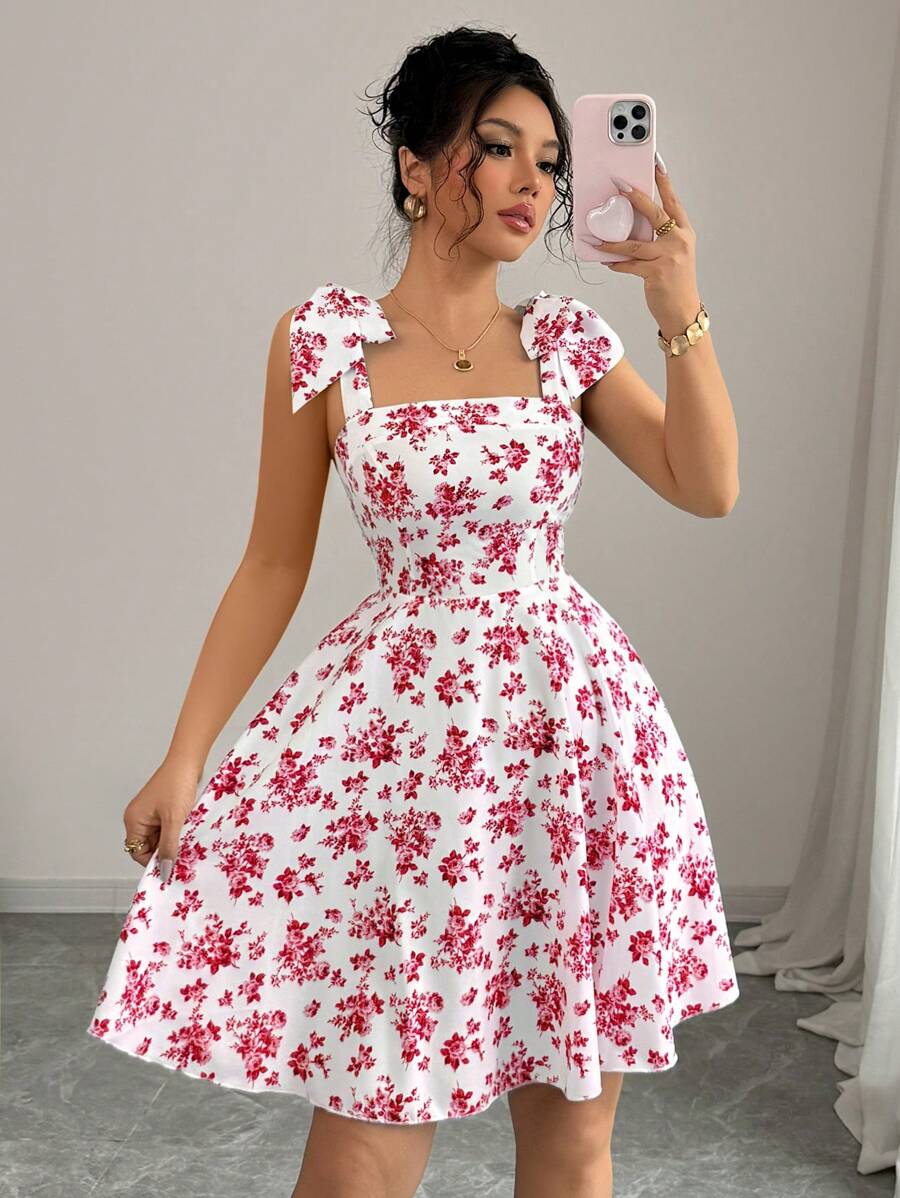 Rosalie Square-Neck Flare Dress