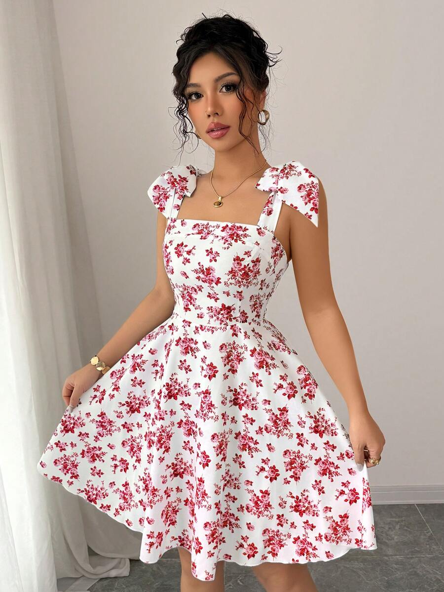 Rosalie Square-Neck Flare Dress