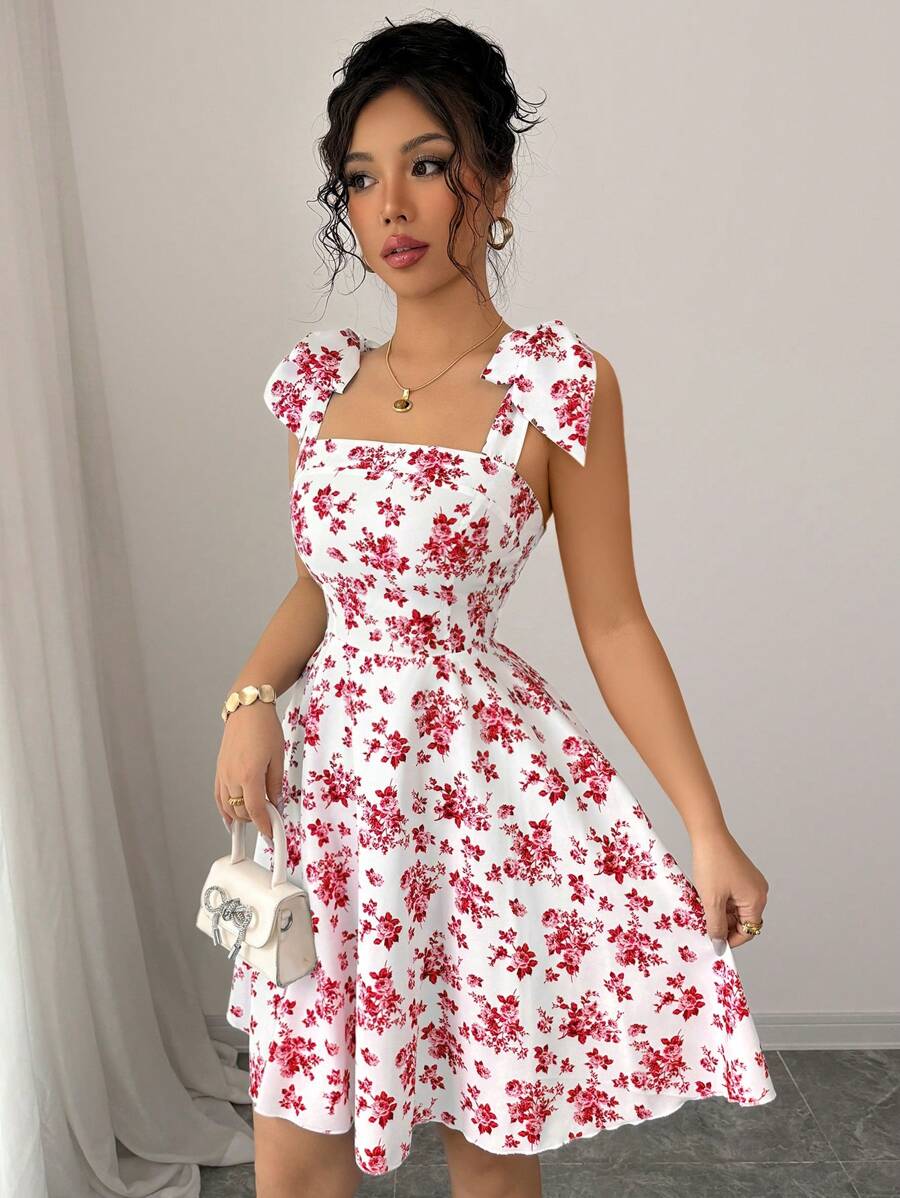 Rosalie Square-Neck Flare Dress