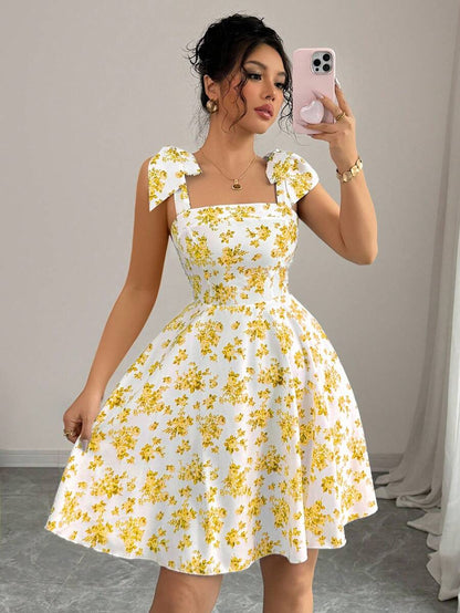 Rosalie Square-Neck Flare Dress
