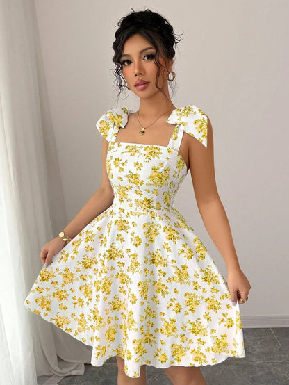 Rosalie Square-Neck Flare Dress