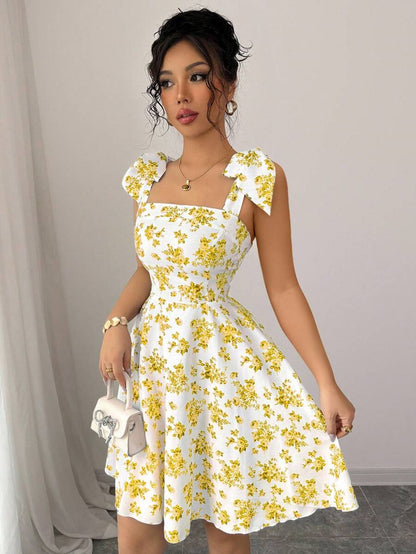 Rosalie Square-Neck Flare Dress