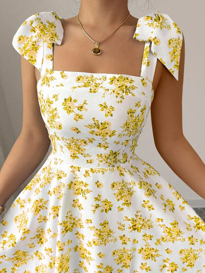 Rosalie Square-Neck Flare Dress