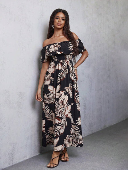 Calypso Off-Shoulder Side-Slit Dress