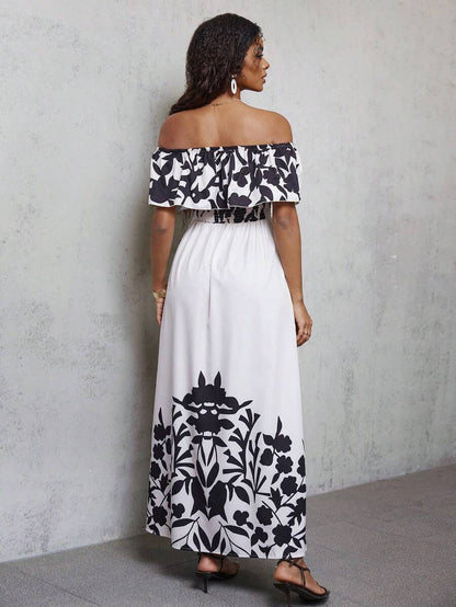 Calypso Off-Shoulder Side-Slit Dress