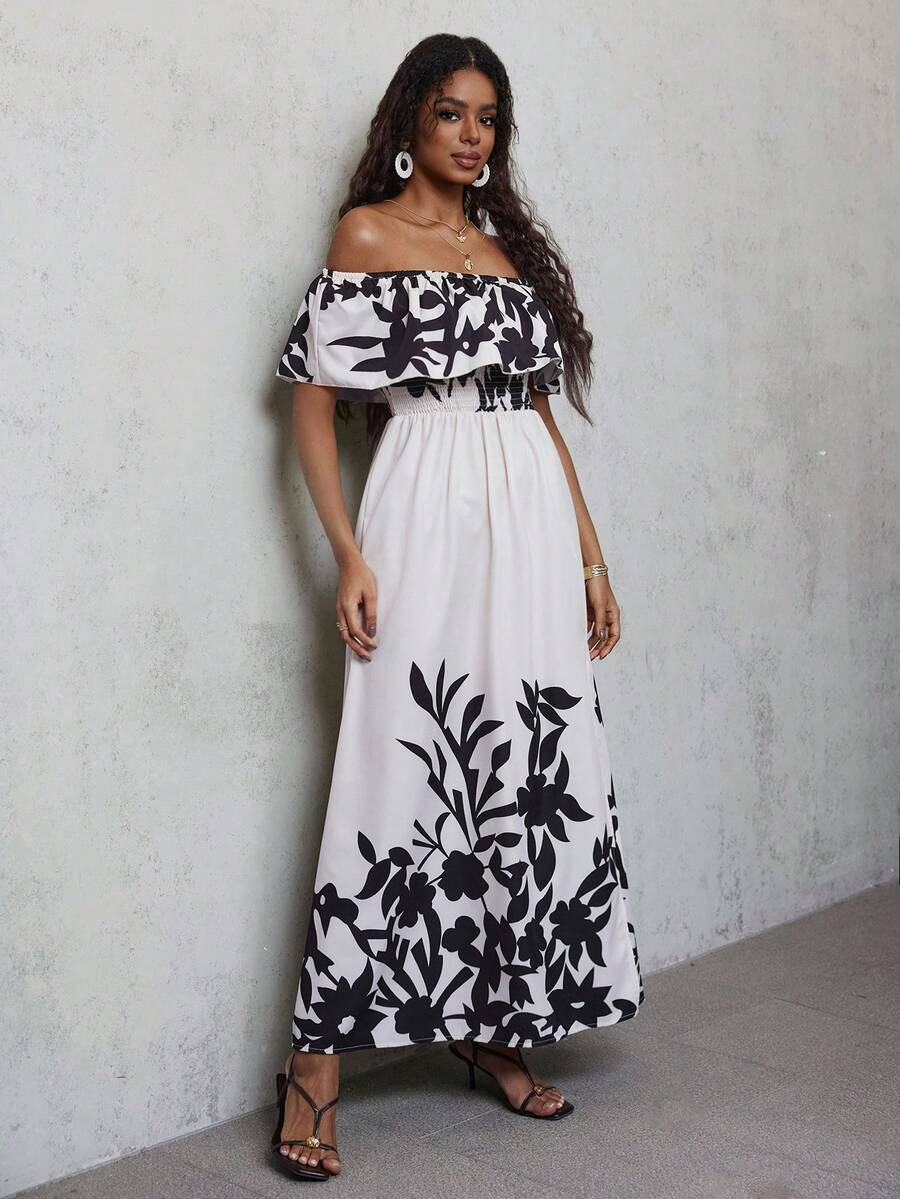 Calypso Off-Shoulder Side-Slit Dress