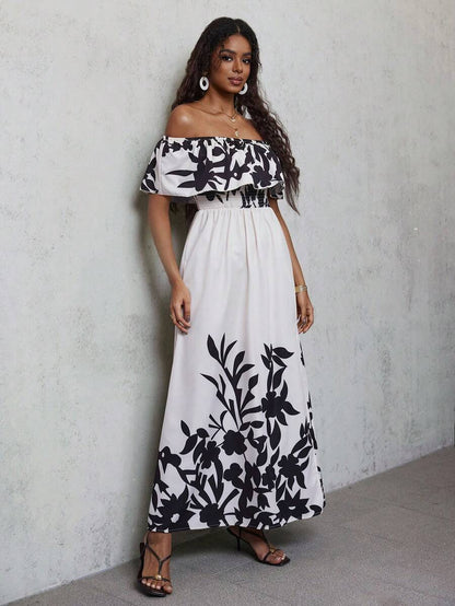 Calypso Off-Shoulder Side-Slit Dress