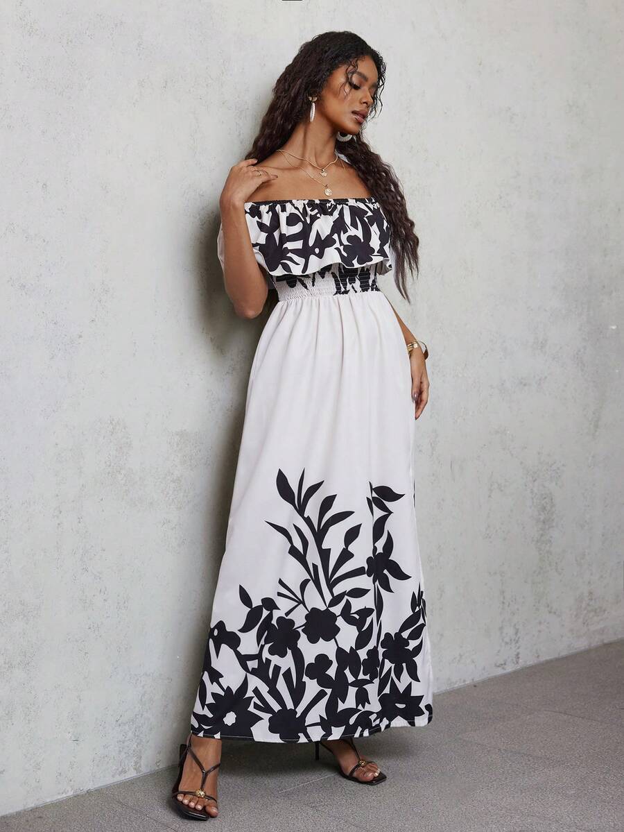 Calypso Off-Shoulder Side-Slit Dress