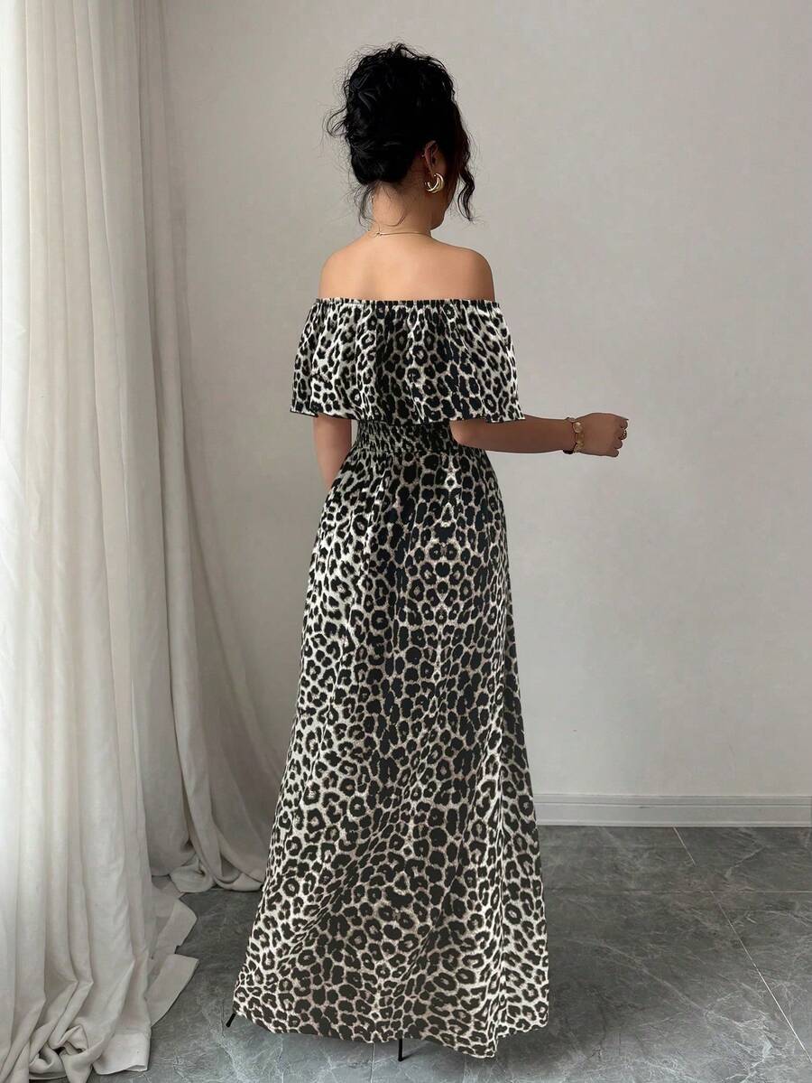 Calypso Off-Shoulder Side-Slit Dress