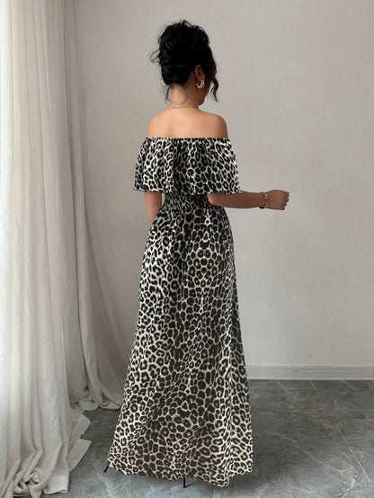 Calypso Off-Shoulder Side-Slit Dress