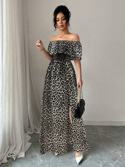 Calypso Off-Shoulder Side-Slit Dress