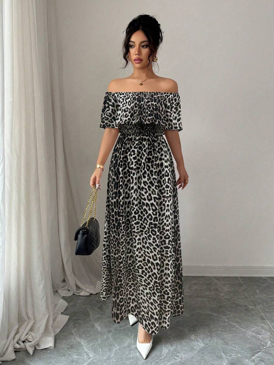 Calypso Off-Shoulder Side-Slit Dress