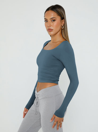 SquareCrop™ — Long Sleeve Square Neck Crop Top