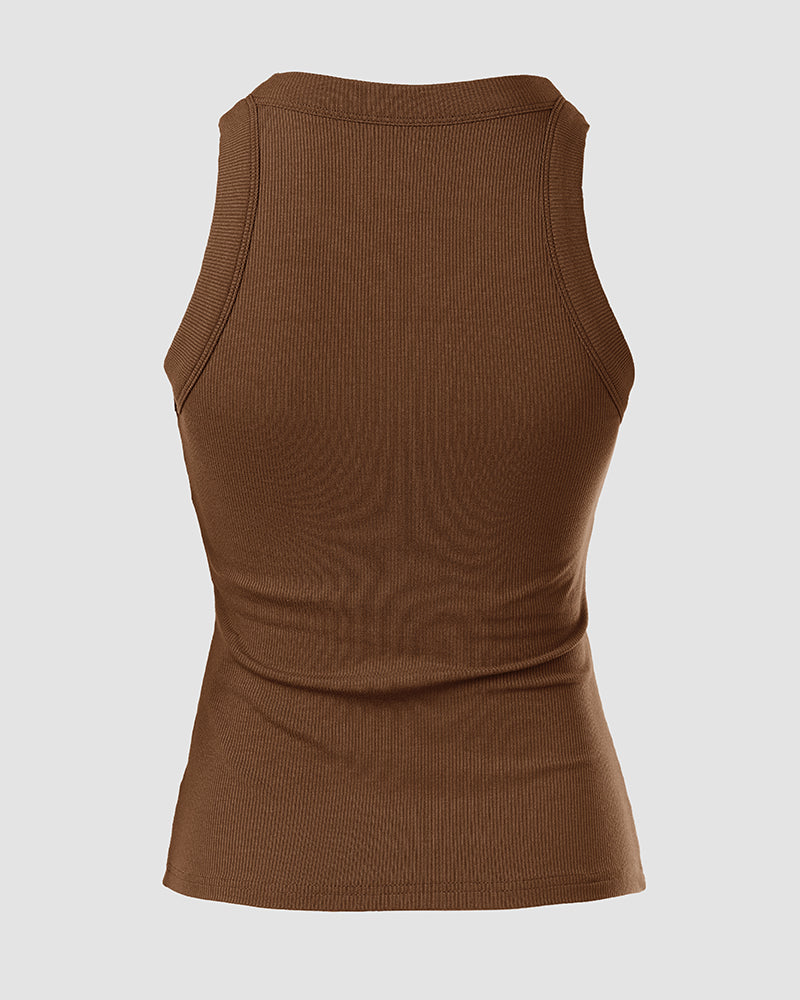 Ribbed tank with built-in shelf bra