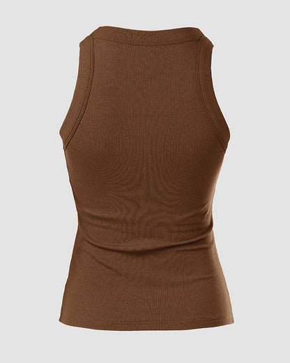 Ribbed tank with built-in shelf bra