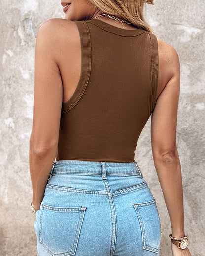 Ribbed tank with built-in shelf bra