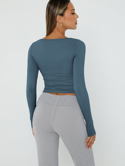 SquareCrop™ — Long Sleeve Square Neck Crop Top