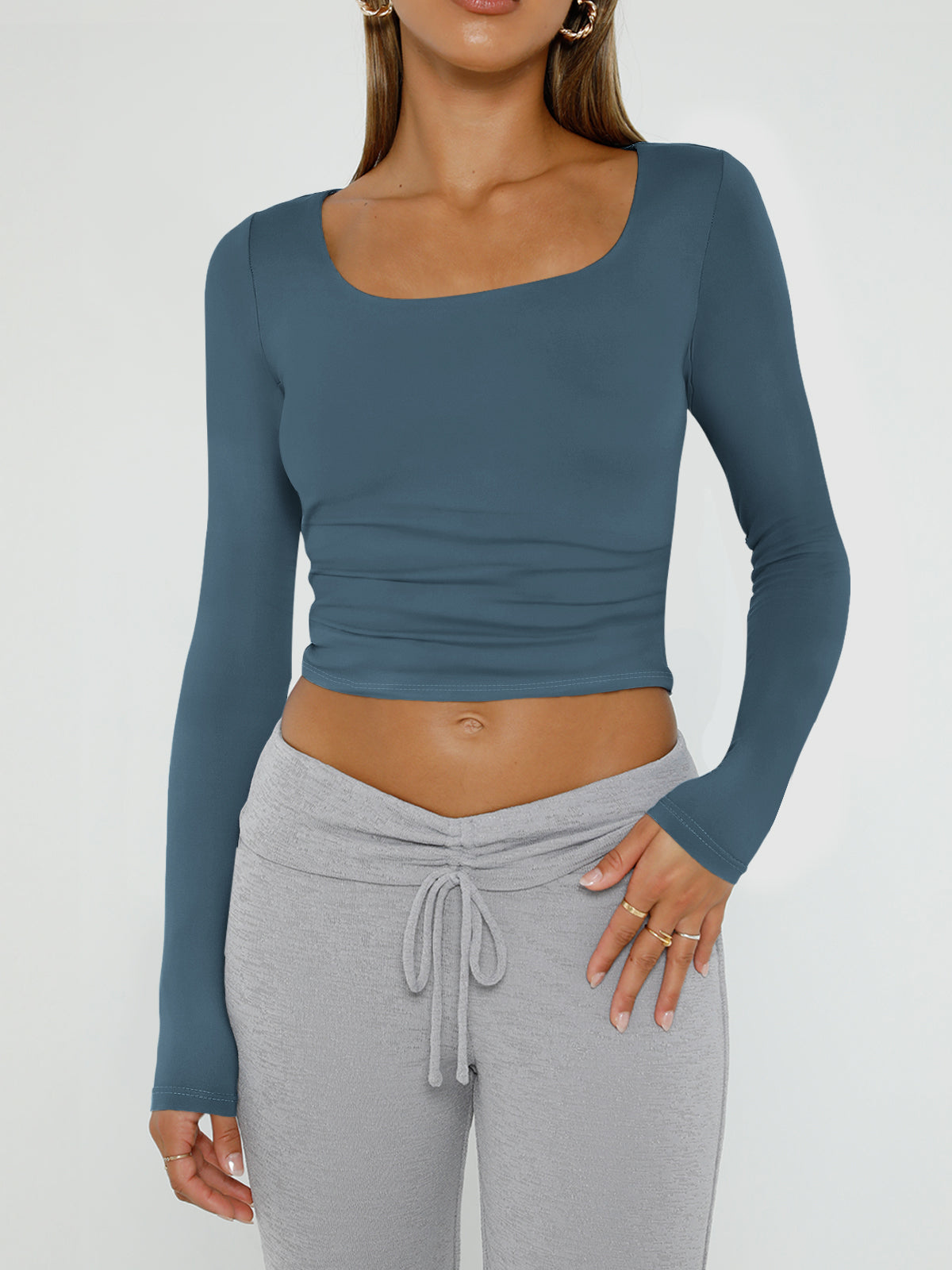 SquareCrop™ — Long Sleeve Square Neck Crop Top