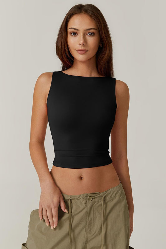 Open-back cropped tank