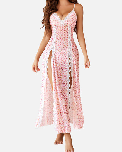 Mesh V Neck Side Split Nightdress