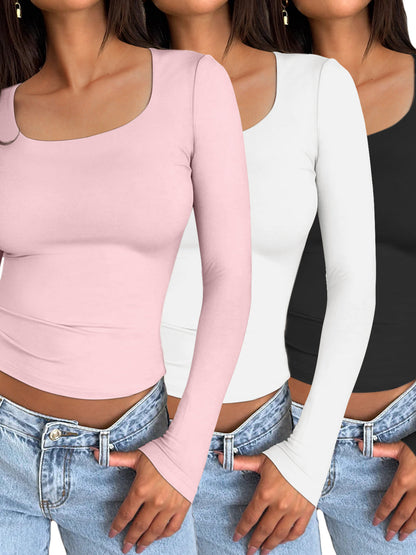 SquareCrop™ — Long Sleeve Square Neck Crop Top