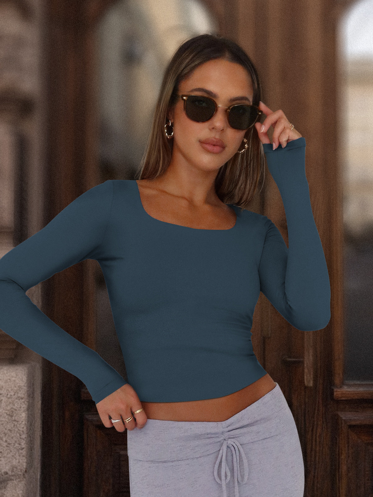 SquareCrop™ — Long Sleeve Square Neck Crop Top